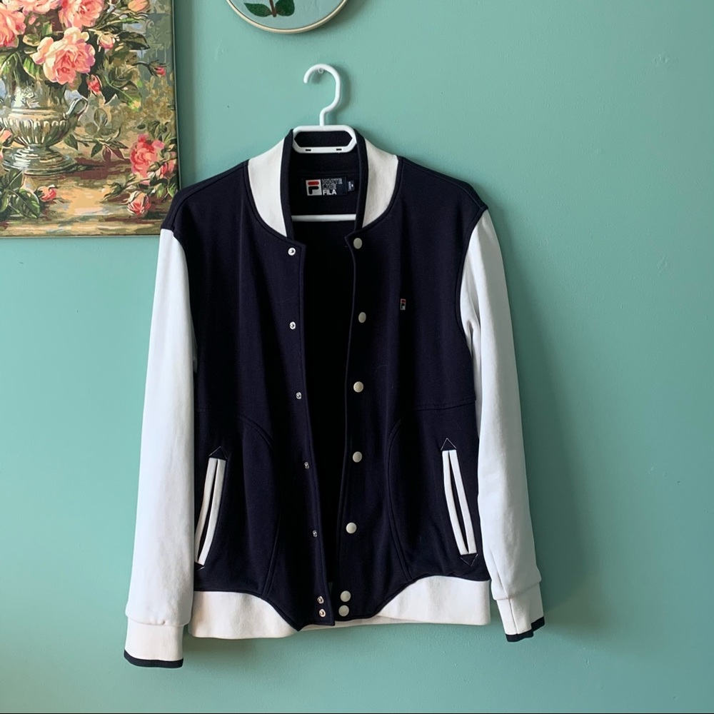 Fila Varsity Jacket in Blue and White